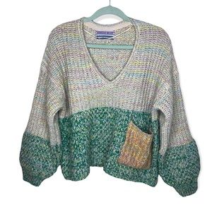 Kimichi Blue Ballon Sleeve Cropped Sweater Size S